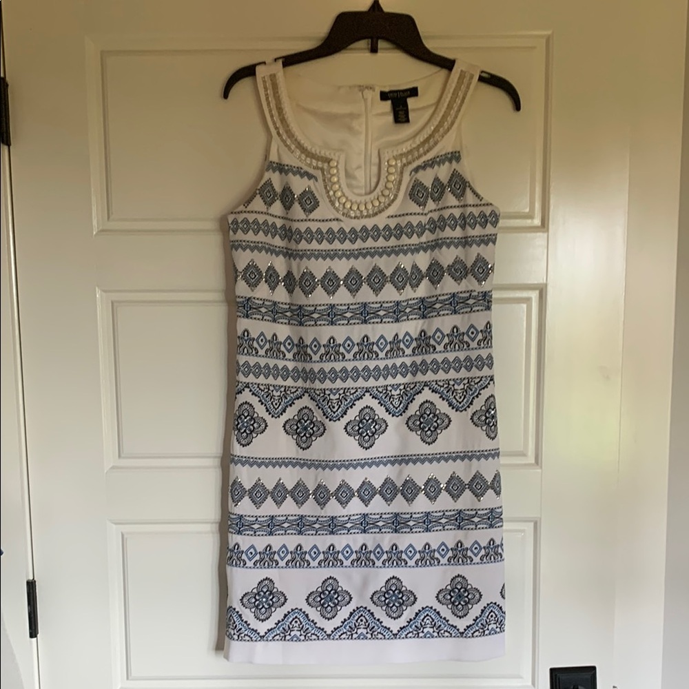 White House Black Market Blue and White Mini Dress